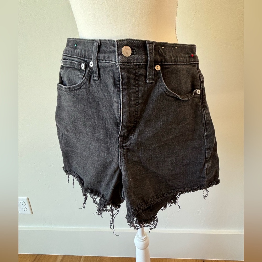 Madewell Black Jean Shorts with Frayed Hem